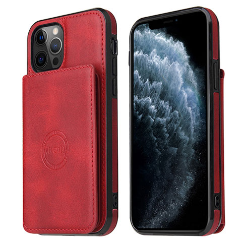 Coque Luxe Cuir Housse Etui R01 pour Apple iPhone 12 Pro Rouge