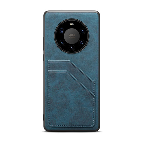 Coque Luxe Cuir Housse Etui R01 pour Huawei Mate 40 Pro+ Plus Bleu