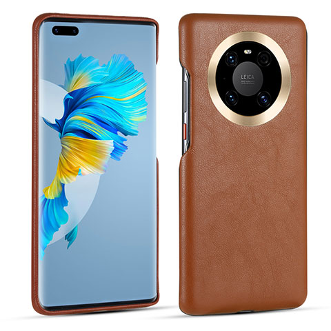 Coque Luxe Cuir Housse Etui R01 pour Huawei Mate 40E Pro 5G Marron