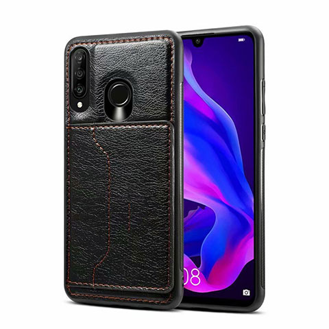 Coque Luxe Cuir Housse Etui R01 pour Huawei Nova 4e Noir