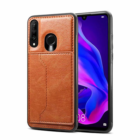 Coque Luxe Cuir Housse Etui R01 pour Huawei Nova 4e Orange