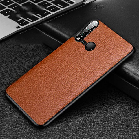 Coque Luxe Cuir Housse Etui R01 pour Huawei Nova 5i Marron