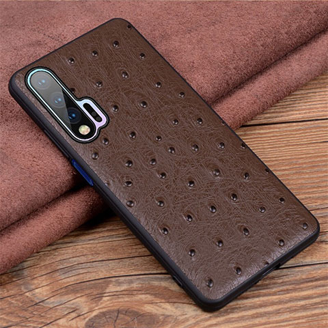 Coque Luxe Cuir Housse Etui R01 pour Huawei Nova 6 Marron