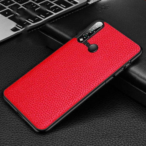 Coque Luxe Cuir Housse Etui R01 pour Huawei P20 Lite (2019) Rouge