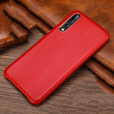 Coque Luxe Cuir Housse Etui R01 pour Huawei P20 Pro Rouge