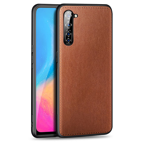 Coque Luxe Cuir Housse Etui R01 pour Oppo A91 Marron