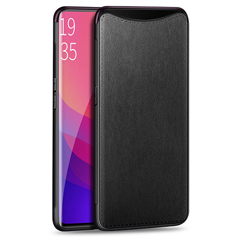 Coque Luxe Cuir Housse Etui R01 pour Oppo Find X Noir