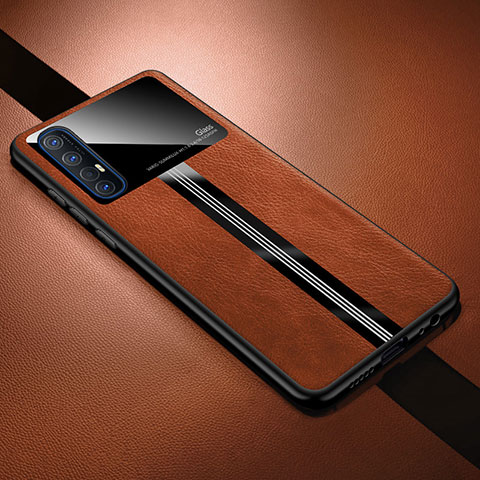 Coque Luxe Cuir Housse Etui R01 pour Oppo Find X2 Neo Marron