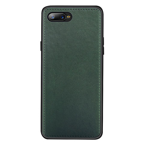 Coque Luxe Cuir Housse Etui R01 pour Oppo K1 Vert