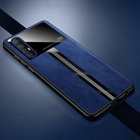 Coque Luxe Cuir Housse Etui R01 pour Oppo Reno3 Pro Bleu