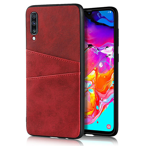 Coque Luxe Cuir Housse Etui R01 pour Samsung Galaxy A70S Rouge