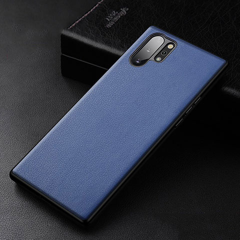 Coque Luxe Cuir Housse Etui R01 pour Samsung Galaxy Note 10 Plus 5G Bleu