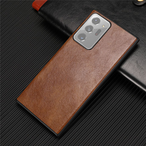 Coque Luxe Cuir Housse Etui R01 pour Samsung Galaxy Note 20 Ultra 5G Marron