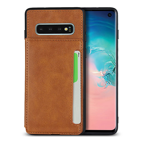 Coque Luxe Cuir Housse Etui R01 pour Samsung Galaxy S10 5G Orange