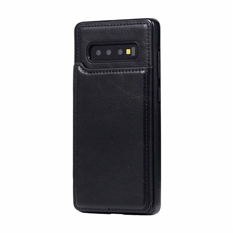 Coque Luxe Cuir Housse Etui R01 pour Samsung Galaxy S10 Plus Noir