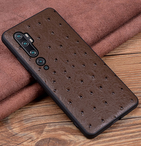 Coque Luxe Cuir Housse Etui R01 pour Xiaomi Mi Note 10 Pro Marron