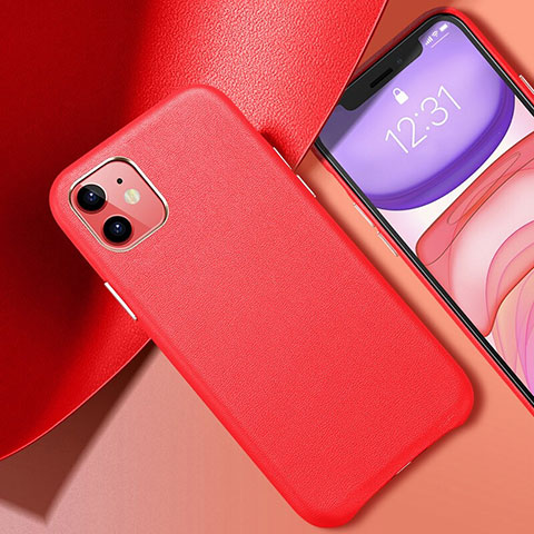 Coque Luxe Cuir Housse Etui R02 pour Apple iPhone 11 Rouge