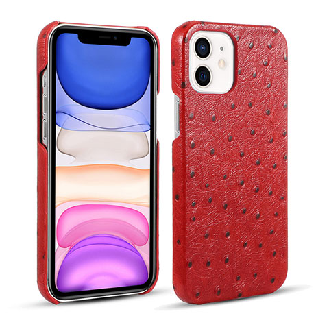 Coque Luxe Cuir Housse Etui R02 pour Apple iPhone 12 Mini Rouge