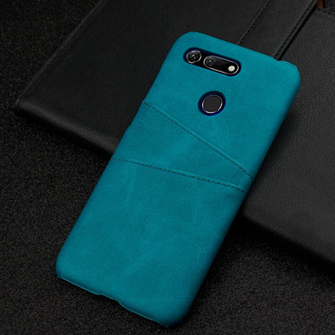 Coque Luxe Cuir Housse Etui R02 pour Huawei Honor V20 Cyan