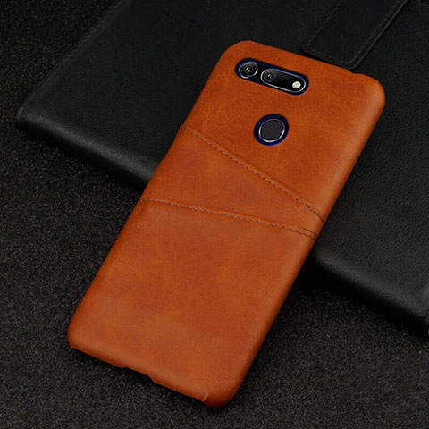 Coque Luxe Cuir Housse Etui R02 pour Huawei Honor V20 Marron