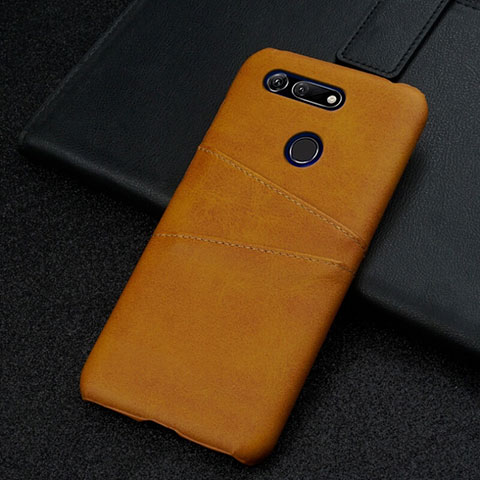 Coque Luxe Cuir Housse Etui R02 pour Huawei Honor V20 Orange