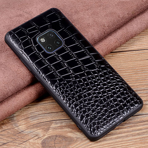 Coque Luxe Cuir Housse Etui R02 pour Huawei Mate 20 Pro Noir