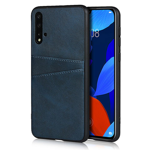 Coque Luxe Cuir Housse Etui R02 pour Huawei Nova 5 Bleu