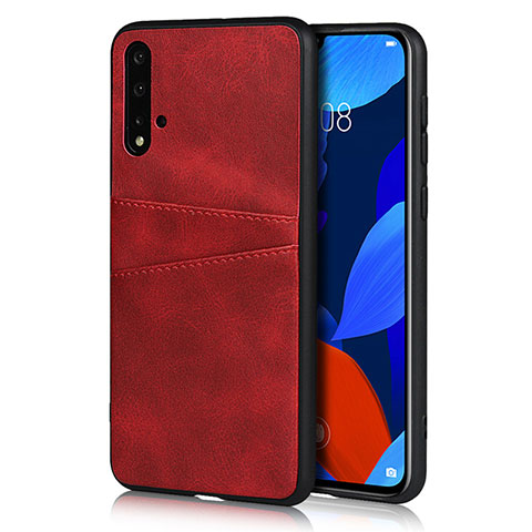 Coque Luxe Cuir Housse Etui R02 pour Huawei Nova 5 Pro Rouge