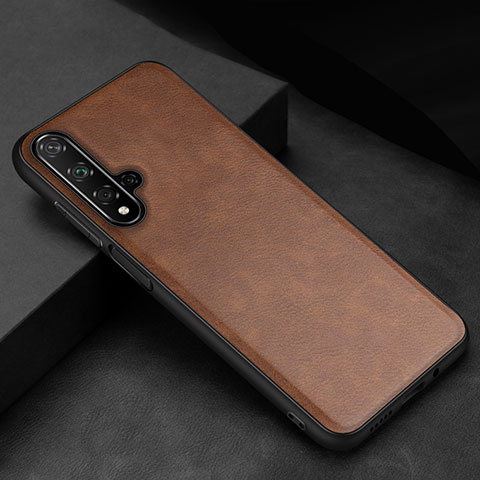 Coque Luxe Cuir Housse Etui R02 pour Huawei Nova 5T Marron