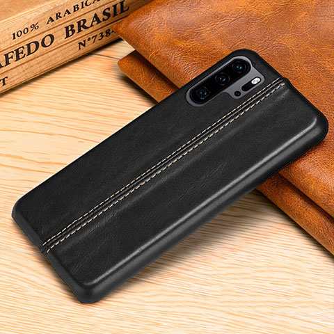 Coque Luxe Cuir Housse Etui R02 pour Huawei P30 Pro Noir