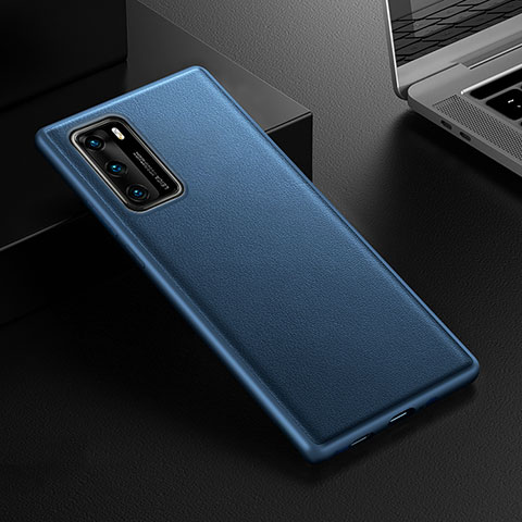 Coque Luxe Cuir Housse Etui R02 pour Huawei P40 Bleu