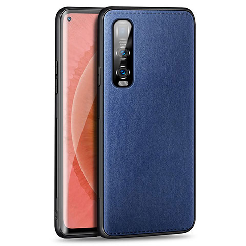 Coque Luxe Cuir Housse Etui R02 pour Oppo Find X2 Pro Bleu