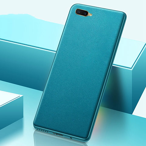 Coque Luxe Cuir Housse Etui R02 pour Oppo K1 Cyan