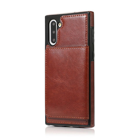 Coque Luxe Cuir Housse Etui R02 pour Samsung Galaxy Note 10 5G Marron