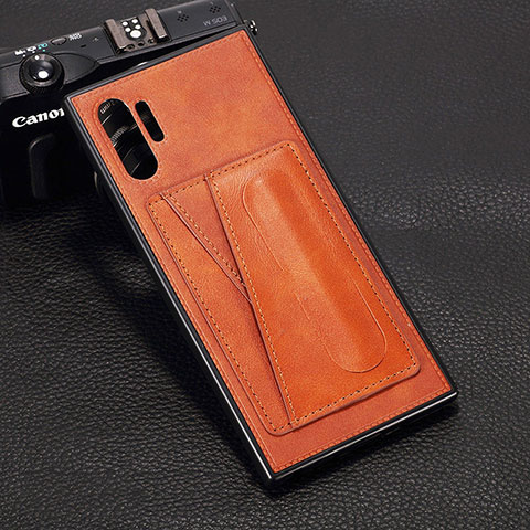 Coque Luxe Cuir Housse Etui R02 pour Samsung Galaxy Note 10 Plus Orange