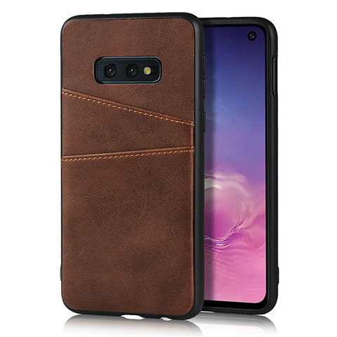 Coque Luxe Cuir Housse Etui R02 pour Samsung Galaxy S10e Marron