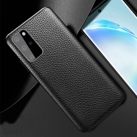 Coque Luxe Cuir Housse Etui R02 pour Samsung Galaxy S20 Plus 5G Noir