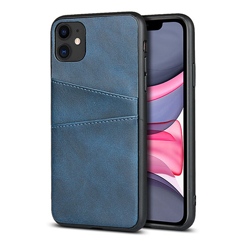 Coque Luxe Cuir Housse Etui R03 pour Apple iPhone 11 Bleu