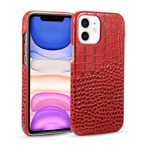 Coque Luxe Cuir Housse Etui R03 pour Apple iPhone 12 Mini Rouge