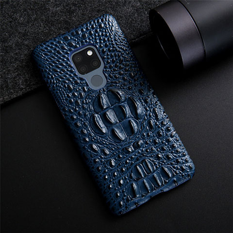 Coque Luxe Cuir Housse Etui R03 pour Huawei Mate 20 Bleu