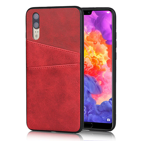 Coque Luxe Cuir Housse Etui R03 pour Huawei P20 Rouge