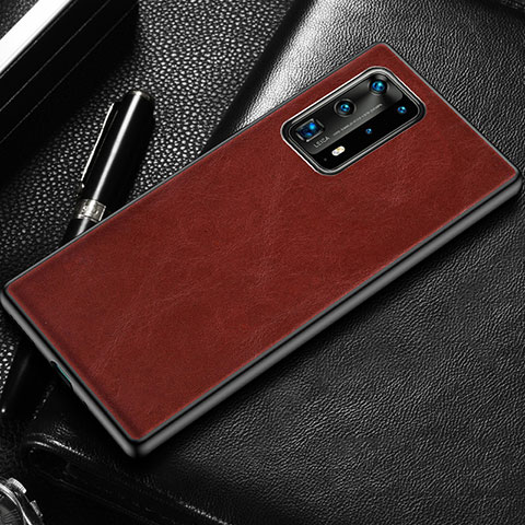 Coque Luxe Cuir Housse Etui R03 pour Huawei P40 Pro+ Plus Vin Rouge