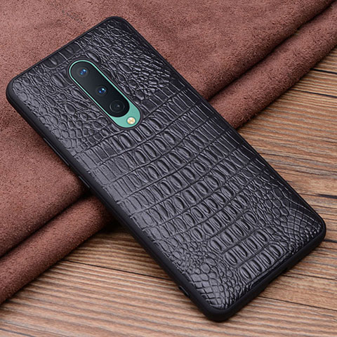 Coque Luxe Cuir Housse Etui R03 pour OnePlus 8 Noir