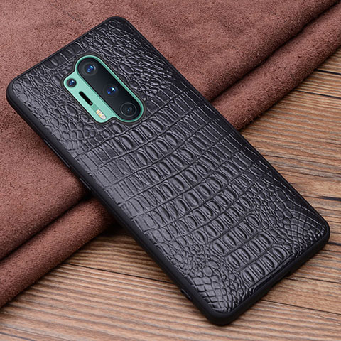 Coque Luxe Cuir Housse Etui R03 pour OnePlus 8 Pro Noir