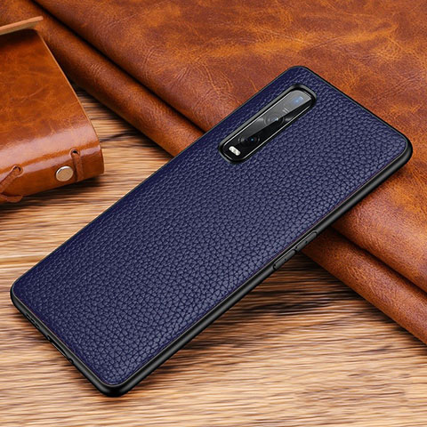 Coque Luxe Cuir Housse Etui R03 pour Oppo Find X2 Pro Bleu