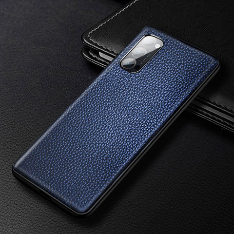 Coque Luxe Cuir Housse Etui R03 pour Oppo Reno4 5G Bleu