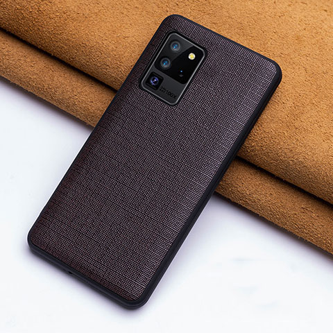 Coque Luxe Cuir Housse Etui R03 pour Samsung Galaxy S20 Ultra 5G Marron