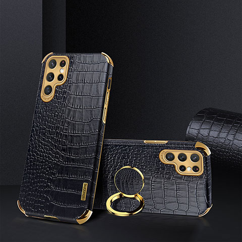 Coque Luxe Cuir Housse Etui R03 pour Samsung Galaxy S21 Ultra 5G Noir