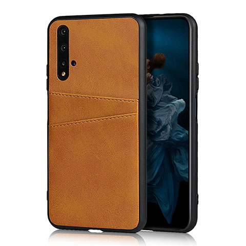 Coque Luxe Cuir Housse Etui R04 pour Huawei Honor 20 Orange