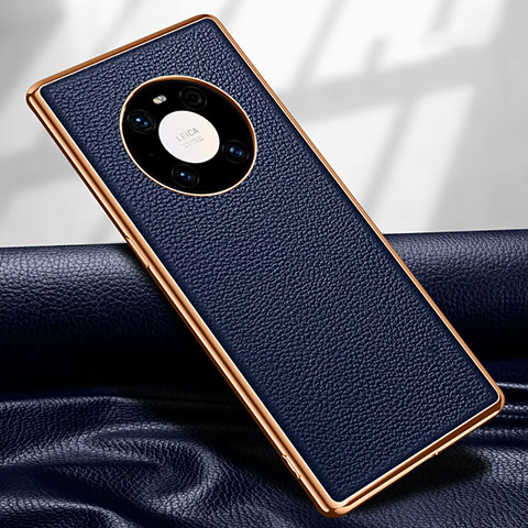 Coque Luxe Cuir Housse Etui R04 pour Huawei Mate 40E Pro 4G Bleu